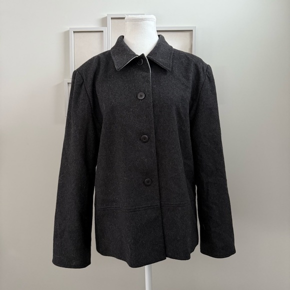 Simons Jackets & Blazers - Simons | vintage women's petite small-med Charcoal blazer jacket wool blend